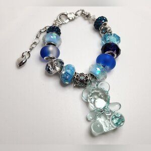 Stylish Blue and Silver Beaded Bracelet
